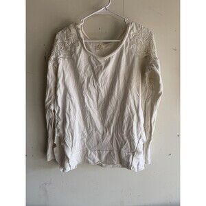 Free People Cut Out Back Sweater Womens Medium Long Sleeve Lace Detail Flaw